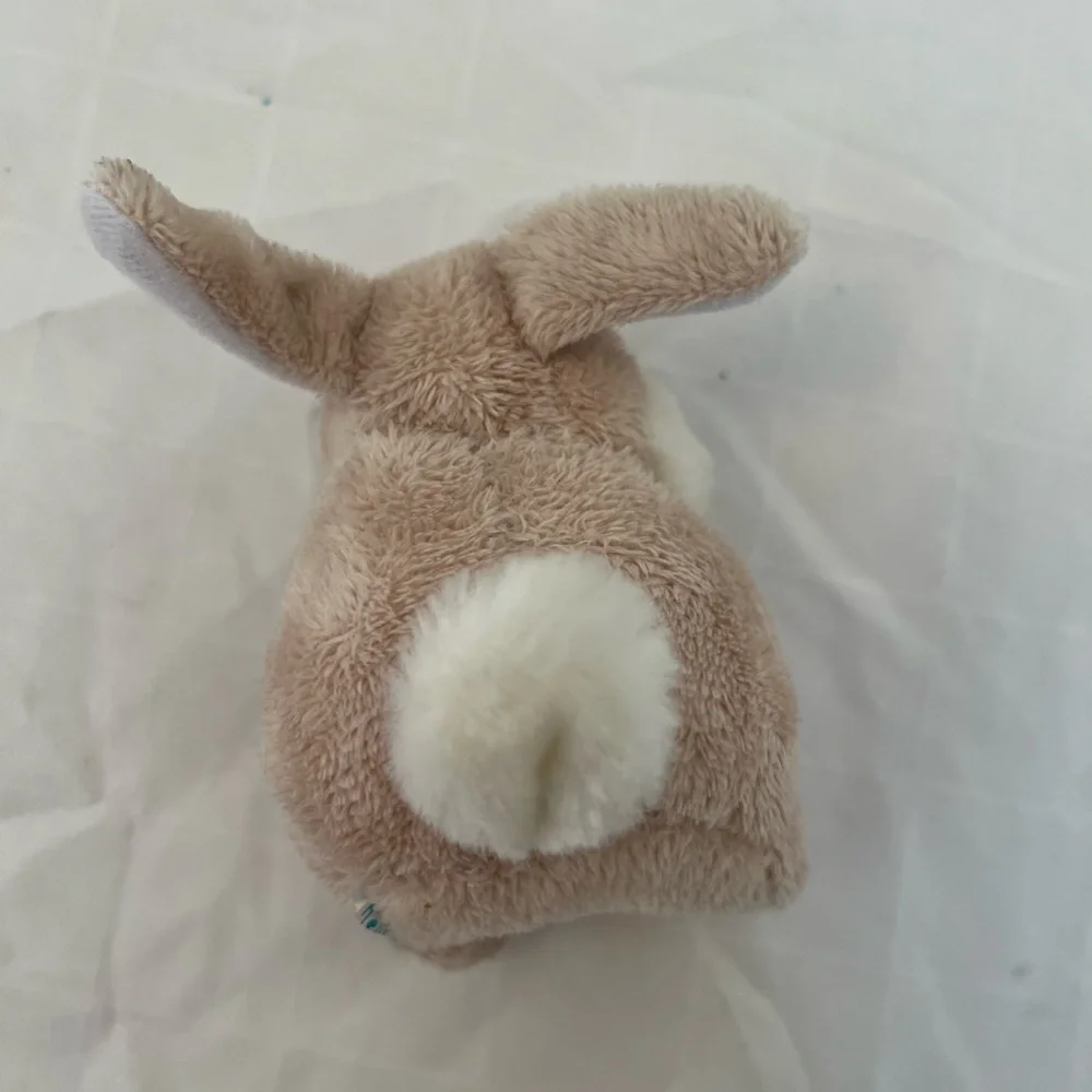 Rabbit bunny plush 4”‎ x 4” tan white Easter decor chubby cheeks